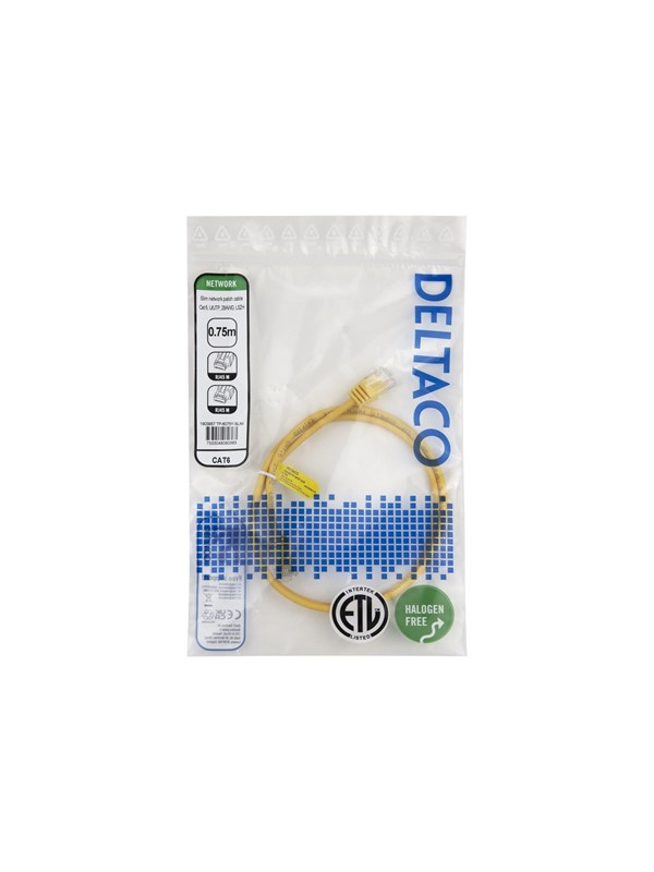 Deltaco patch cable - 0.75 m - yellow - Gelb