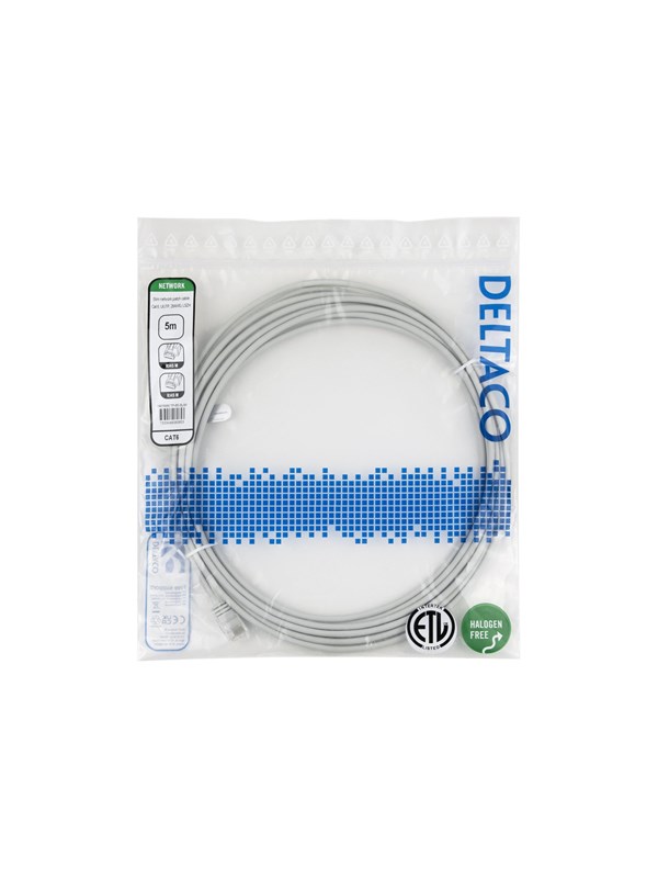 Deltaco patch cable - 5 m - grey - Grau