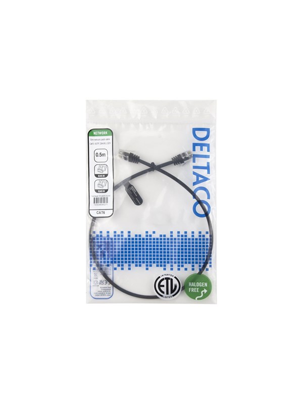 Deltaco patch cable - 0.5 m - black - Schwarz