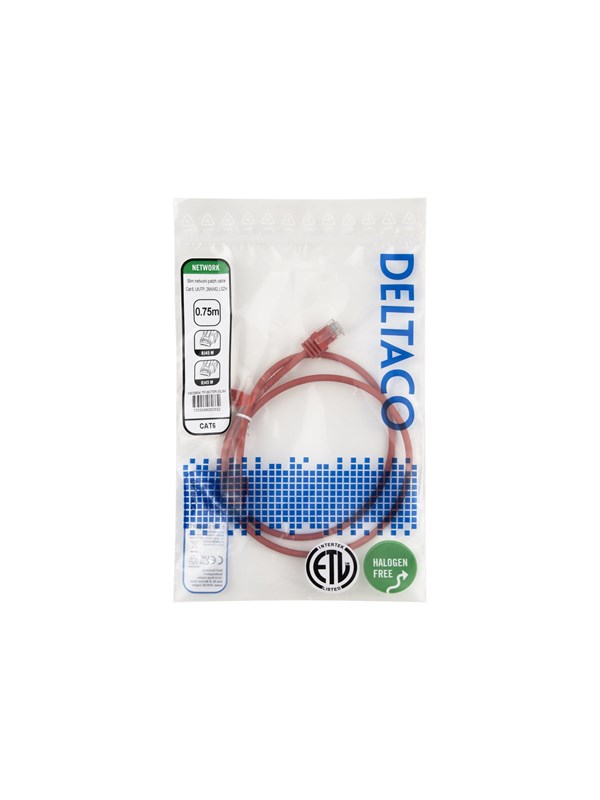 Deltaco patch cable - 0.75 m - red - Rot