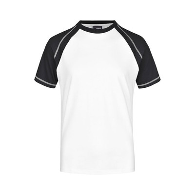 Herren Raglan T-Shirt JN010, weiß/schwarz, Größe XL