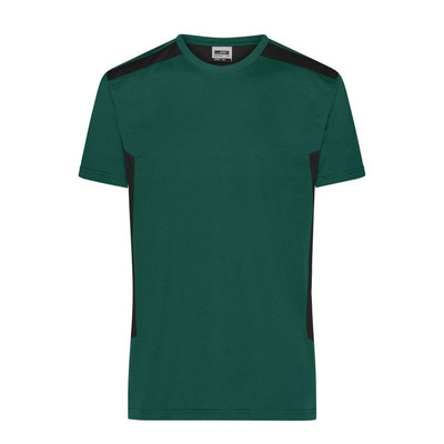 Herren BIO Workwear T-Shirt Kontrast JN1824, dunkelgrün/schwarz, Größe XXL