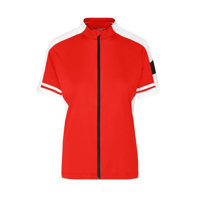 Damen Cooldry® Rad Shirt Longzip JN453, rot, Größe M