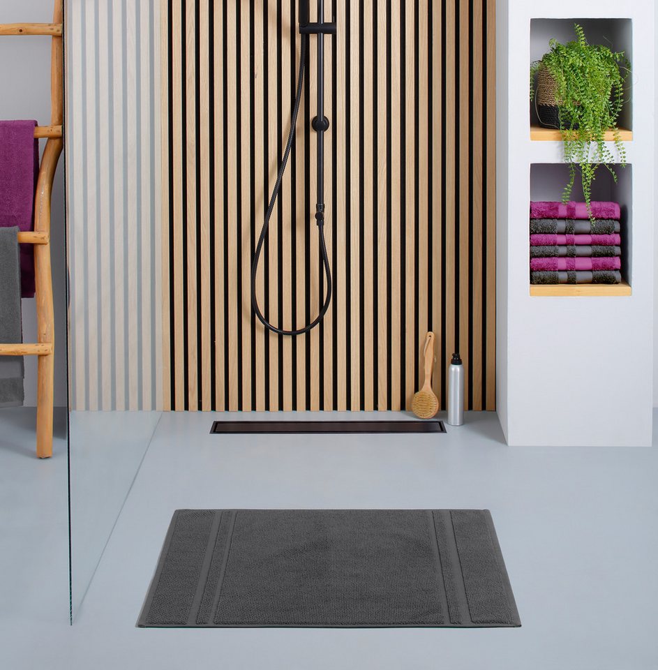 OTTO home Badematte Vanessa, 2 tlg. Hotelmatten-Set, 50x70cm, Standard & Premium, schnell trocknend, beidseitig nutzbar, strapazierfähig, Baumwolle, rechteckig, 2-teiliges Set, einfarbig, Badematten Set, Bordüre, 100% Baumwolle Bild 4