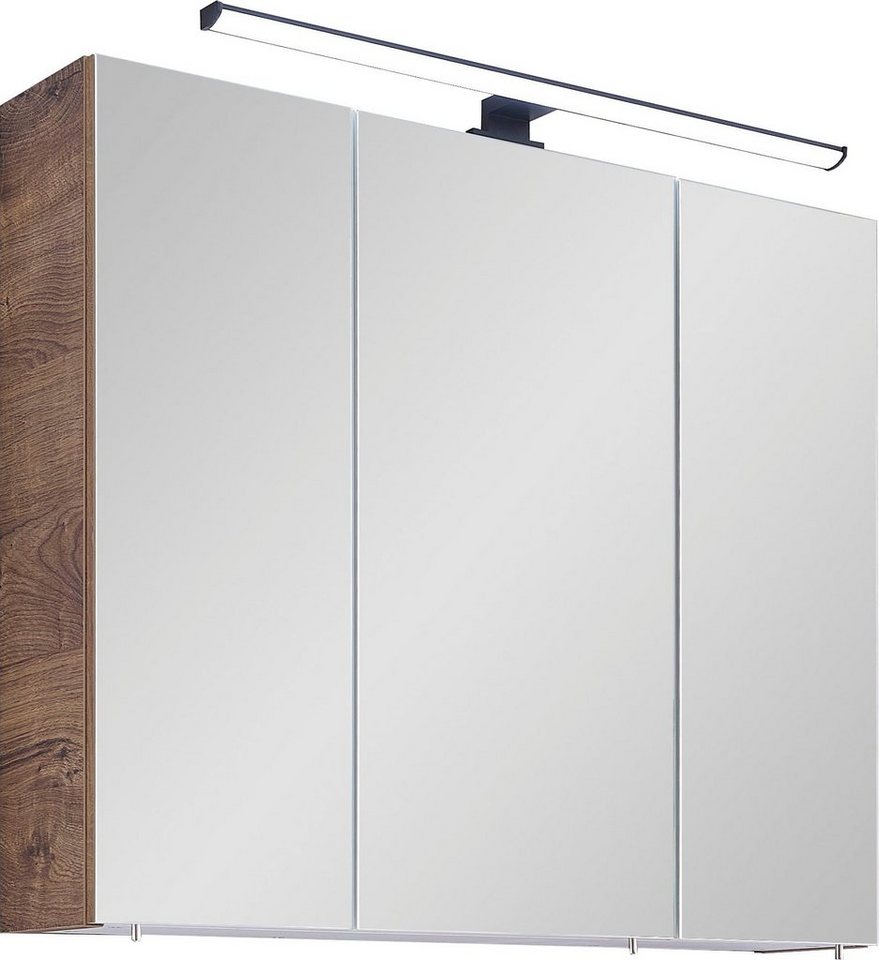 Saphir Spiegelschrank Quickset 374 Badschrank, 3 Spiegeltüren, 6 Einlegeböden, 75 cm breit inkl. LED-Beleuchtung, Türdämpfer, Schalter-/Steckdosenkombination Bild 3