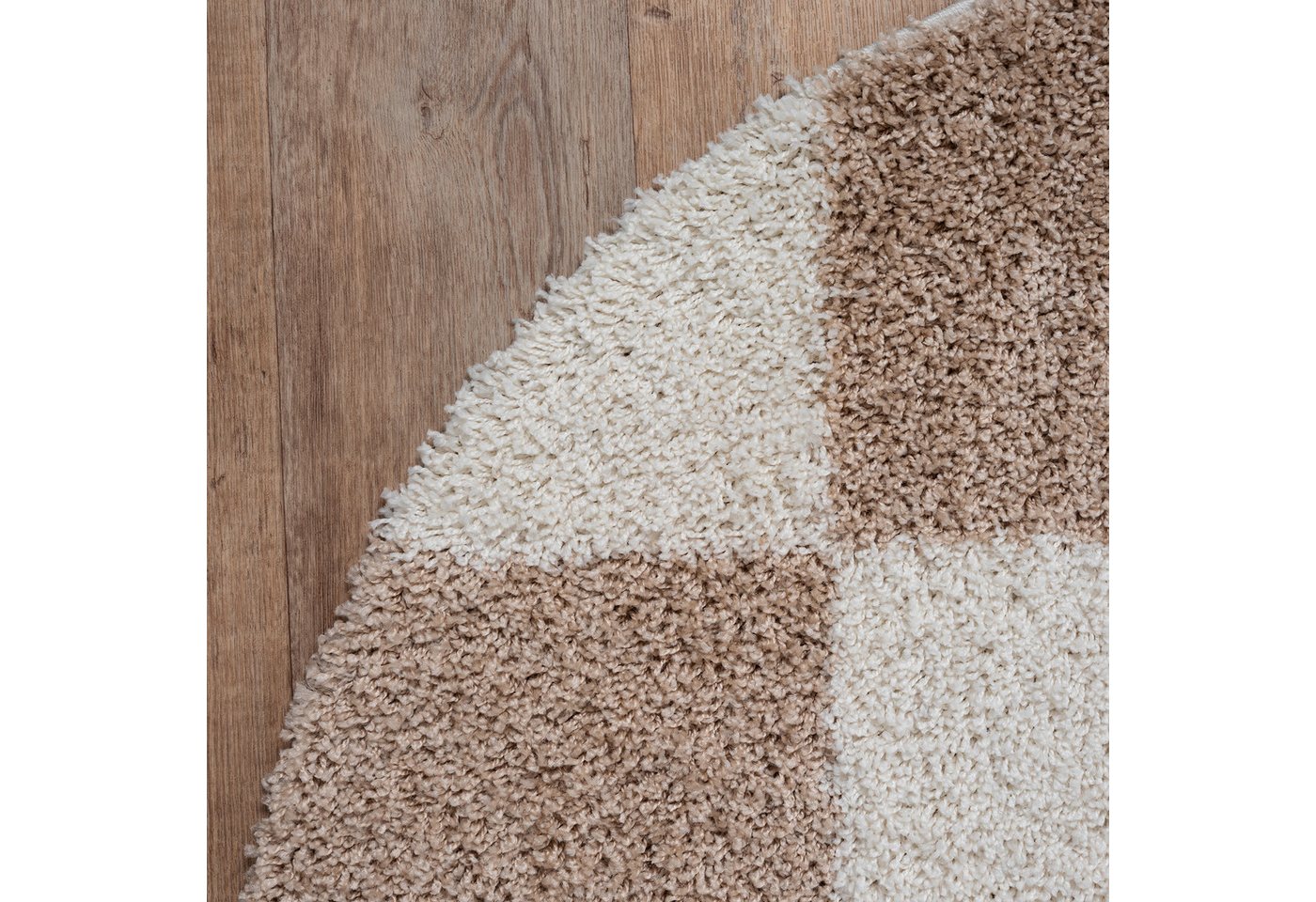 Sanat Hochflor-Teppich Milano 1250, auch als Läufer und in Rund, rund, Höhe: 30 mm, Hochflor, Shaggy, Karo, Wohnzimmer, Schlafzimmer Bild 2