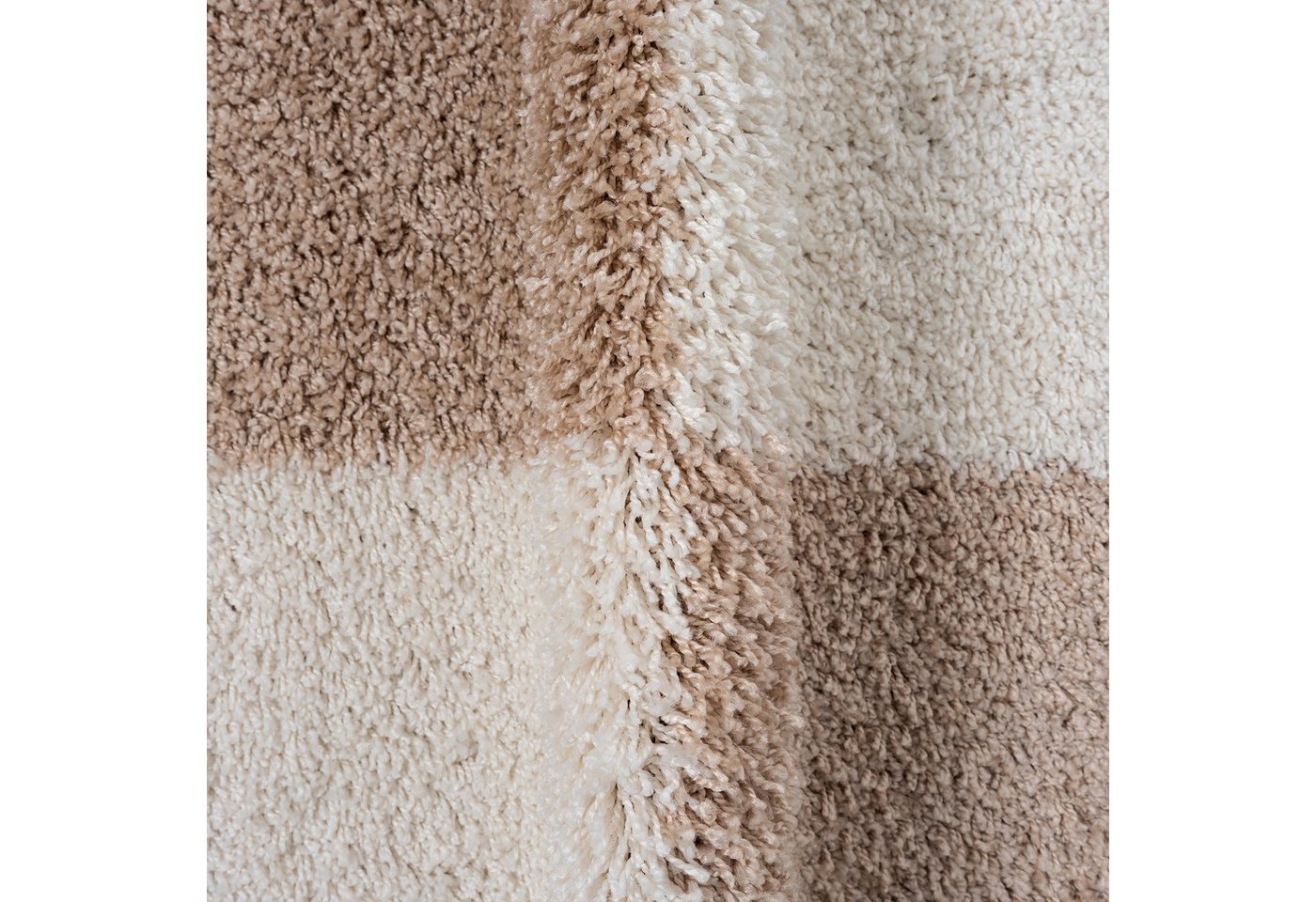 Sanat Hochflor-Teppich Milano 1250, auch als Läufer und in Rund, rund, Höhe: 30 mm, Hochflor, Shaggy, Karo, Wohnzimmer, Schlafzimmer Bild 4