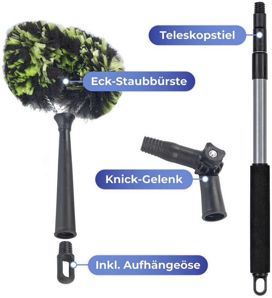 Maximex Staubwedel 3in1, Eck-Staubbürste, Teleskopstiel & Knickgelenk, Trocken- & Nassreinigung Bild 2