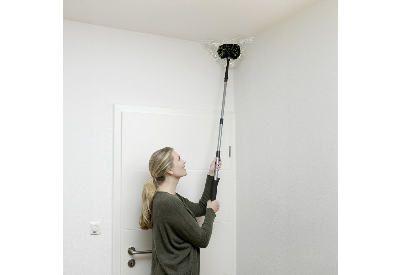 Maximex Staubwedel 3in1, Eck-Staubbürste, Teleskopstiel & Knickgelenk, Trocken- & Nassreinigung Bild 3