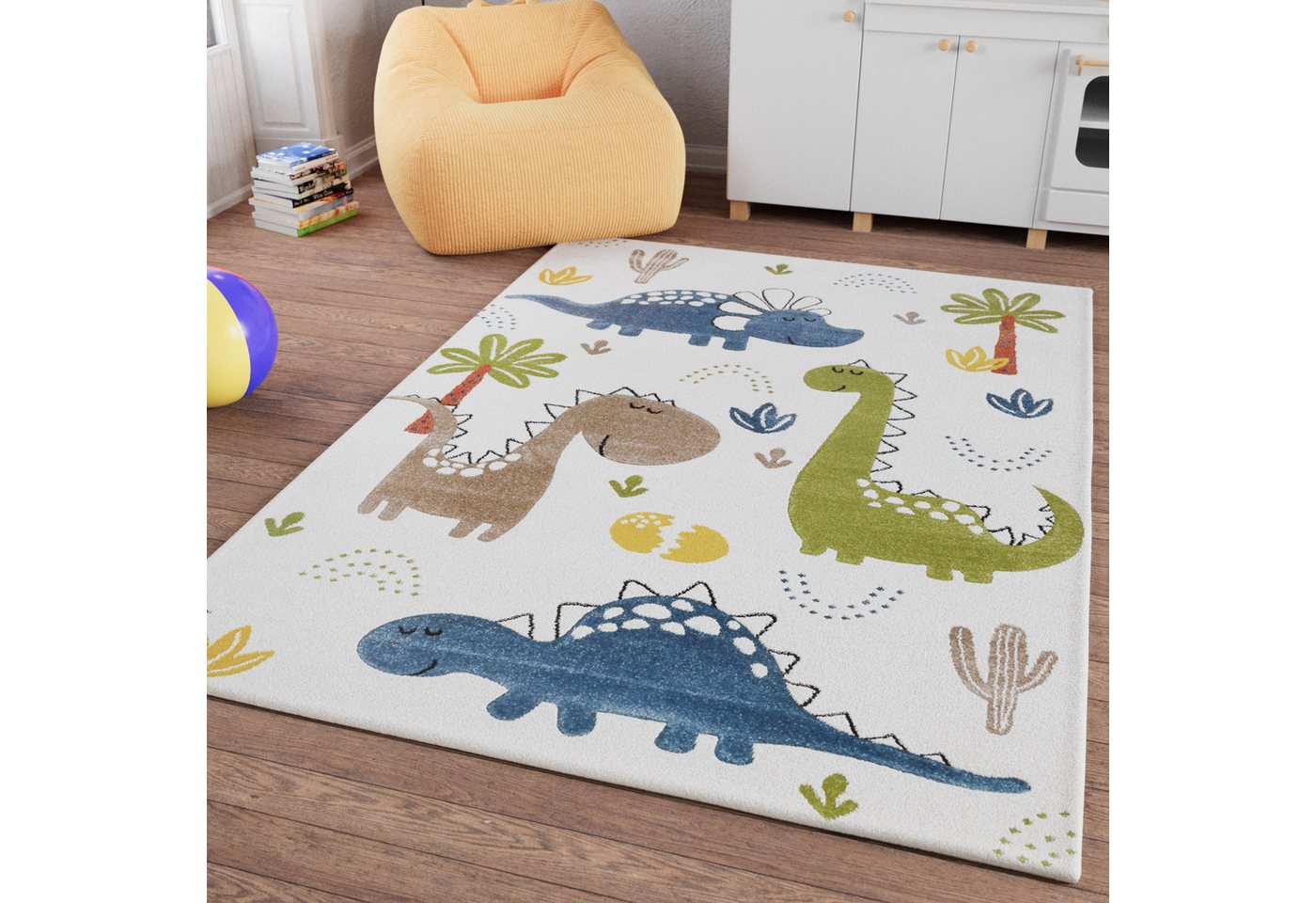 SMART KIDS Kinderteppich Dino & Friends, rechteckig, Höhe: 10 mm, Moderner Spielteppich, strapazierfähig, pflegeleicht, Konturenschnitt Bild 2