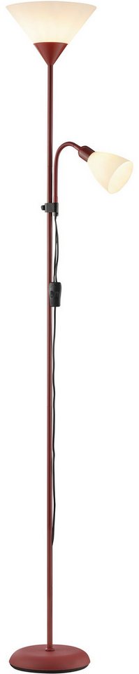 Brilliant Deckenfluter Spari, Lesearm, ohne Leuchtmittel, 180cm, E27+E14 Fassung, verstellbarer Arm, Aluminium/Kunststoff