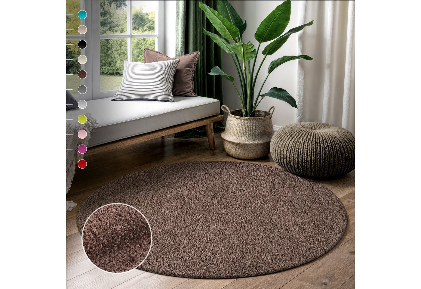 Sanat Hochflor-Teppich LOCA, auch als Läufer und in Rund, rund, Höhe: 30 mm, Wohnzimmer, Langflor, Shaggy, Schlafzimmer