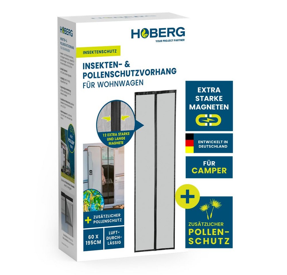 Hoberg Insektenschutz-Vorhang Insekten- & Pollenschutzvorhang für Wohnwagen 60x195cm, (1-St), magnetisch mit Schutz vor Pollen, Fliegen, Wespen etc. Bild 5