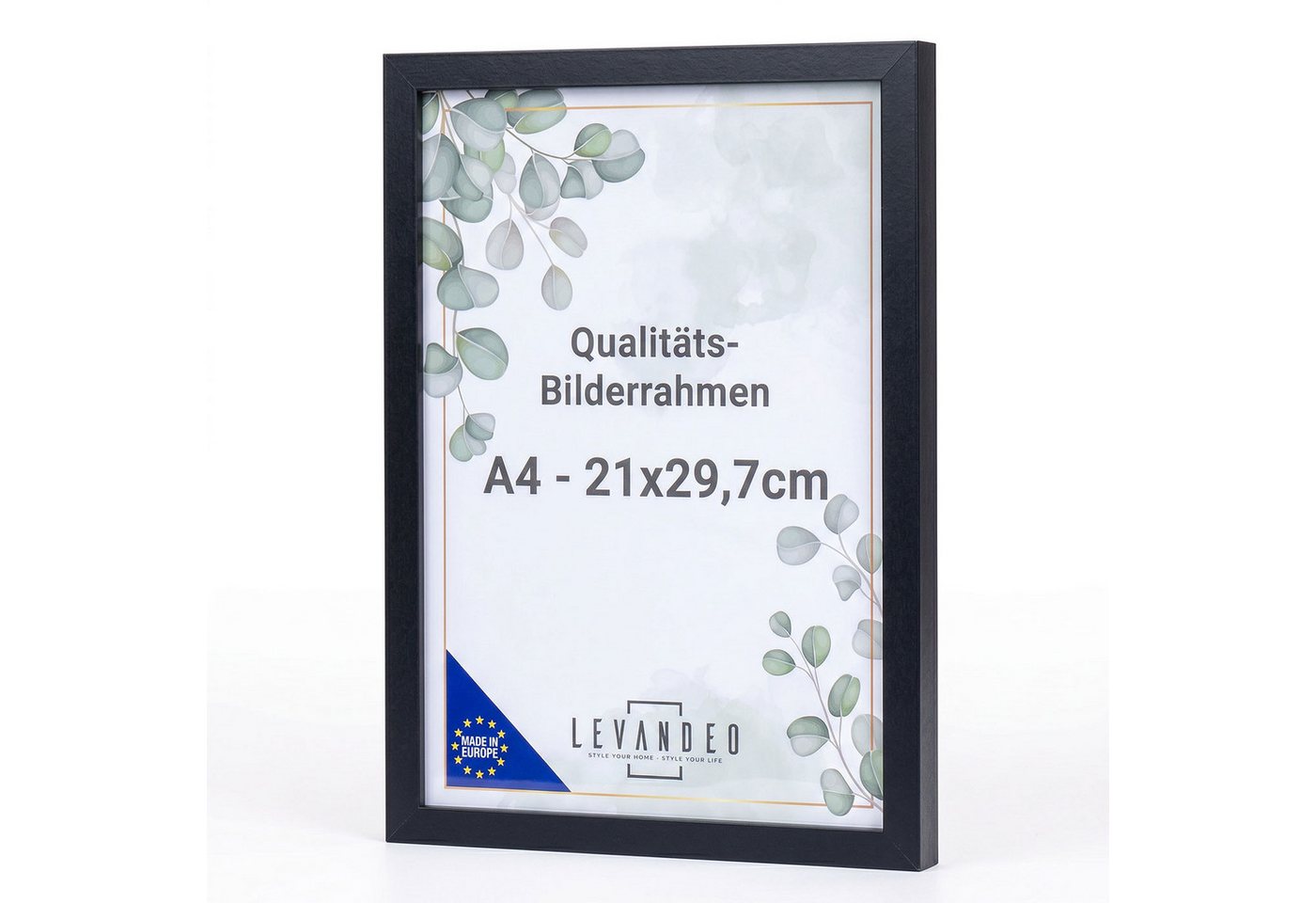 Levandeo® Bilderrahmen, Bilderrahmen A4 Schwarz 21x29,7 Made in EU Fotorahmen Poster Urkunde Bild 2