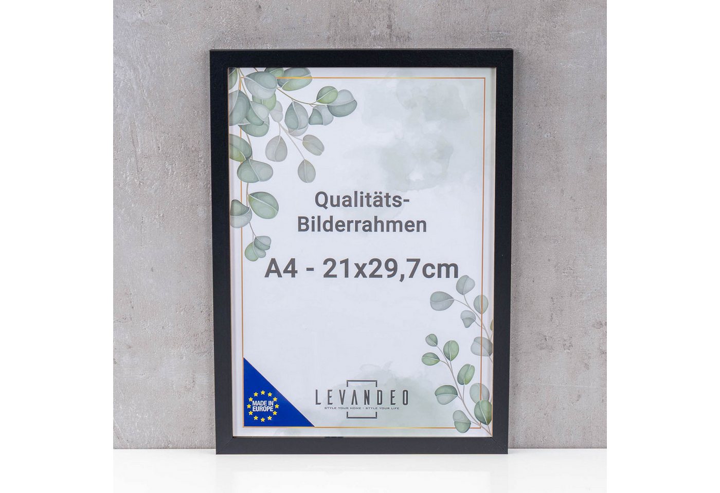 Levandeo® Bilderrahmen, Bilderrahmen A4 Schwarz 21x29,7 Made in EU Fotorahmen Poster Urkunde Bild 3