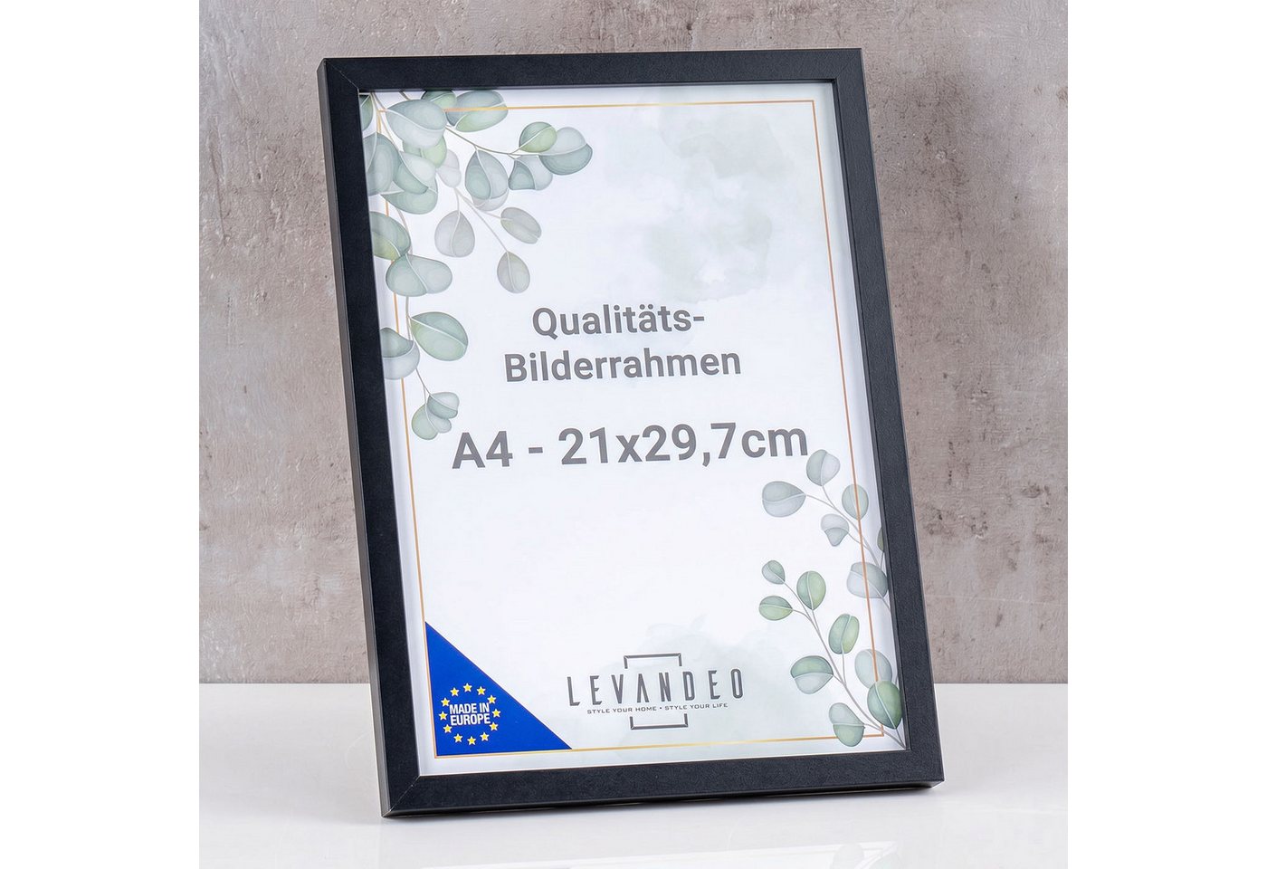 Levandeo® Bilderrahmen, Bilderrahmen A4 Schwarz 21x29,7 Made in EU Fotorahmen Poster Urkunde Bild 5