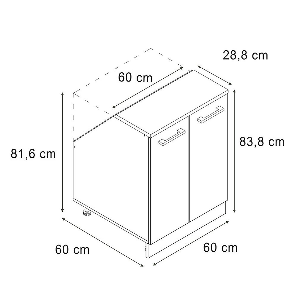 Vicco Kommode Rion, Goldkraft Eiche/Weiß, 60 x 81.6 cm mit 2 Türen, Schrankkorp... (1 St)