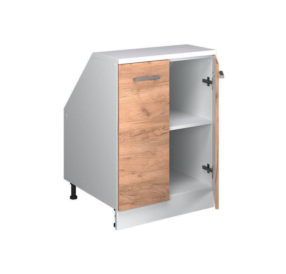 Vicco Kommode Rion, Goldkraft Eiche/Weiß, 60 x 81.6 cm mit 2 Türen, Schrankkorp... (1 St) Bild 3