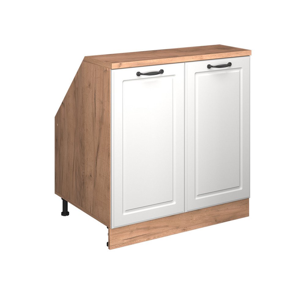 Vicco Unterschrank R-Line, Weiß Landhaus/Goldkraft Eiche, 80 cm mit 2 Türen, Schrank...