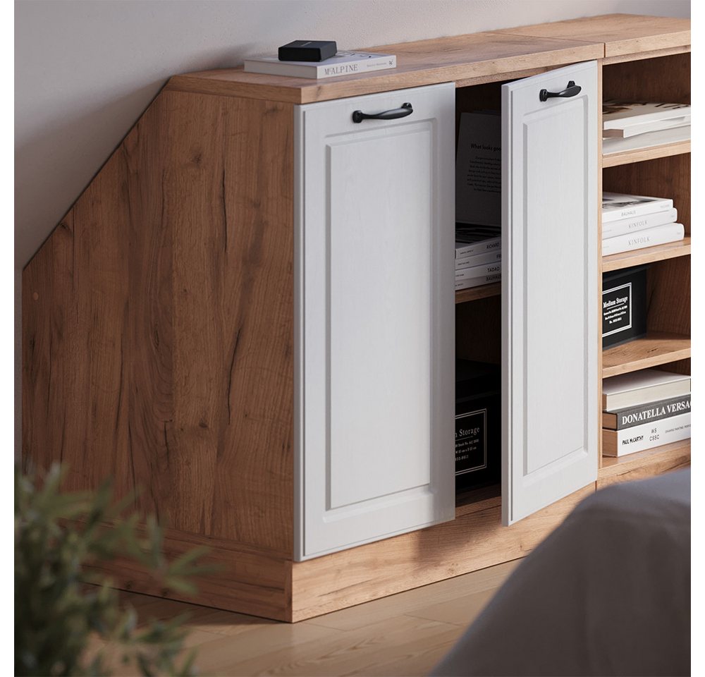 Vicco Unterschrank R-Line, Weiß Landhaus/Goldkraft Eiche, 80 cm mit 2 Türen, Schrank... Bild 4