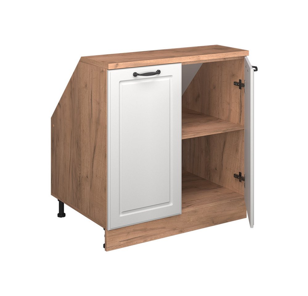 Vicco Unterschrank R-Line, Weiß Landhaus/Goldkraft Eiche, 80 cm mit 2 Türen, Schrank... Bild 5