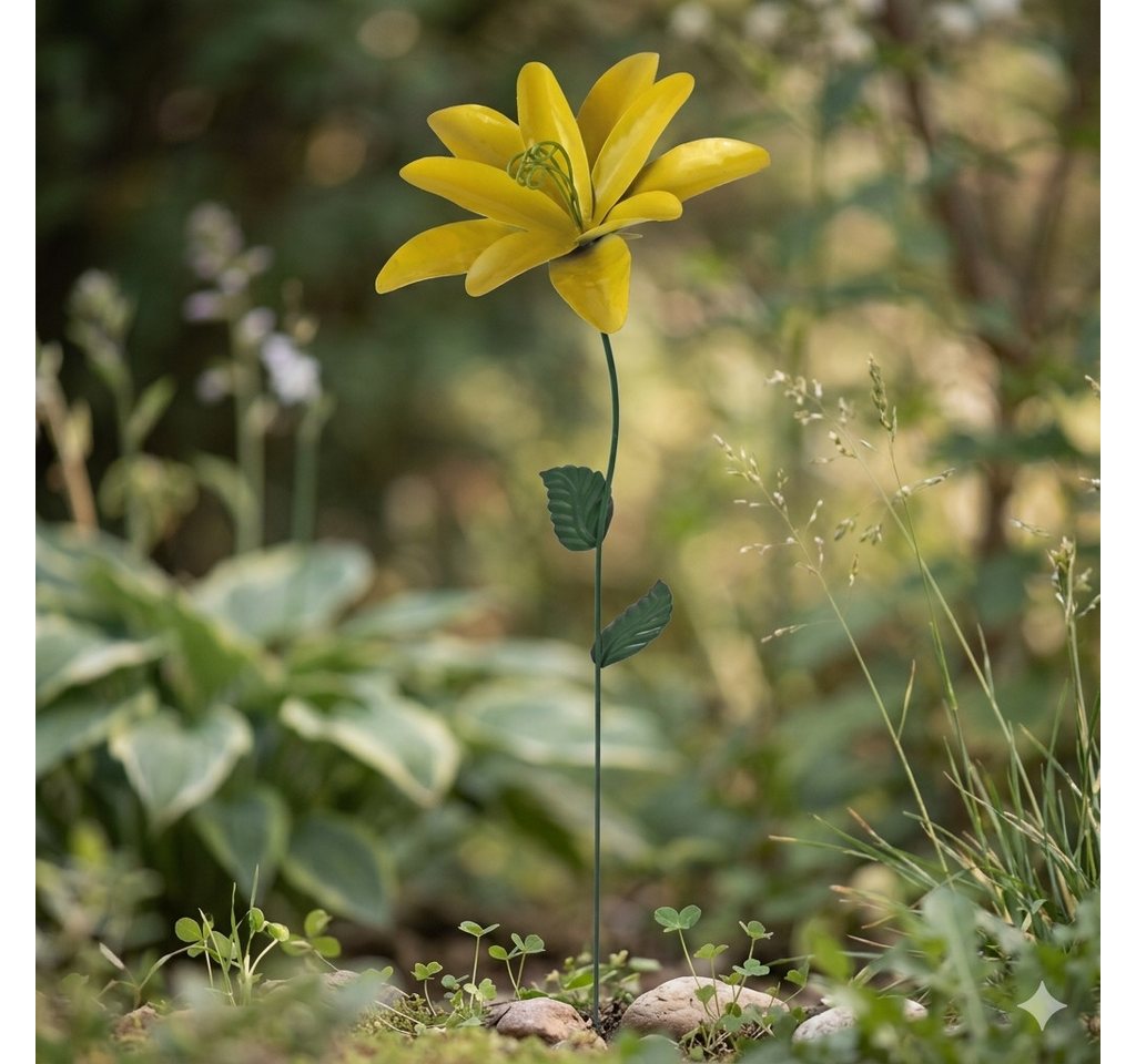 IKO Gartenstecker Metall-Gartenstecker "Ewige Blüte" Filigrane Metall-Lilie, wetterfest & auch als Insektentränke nutzbar