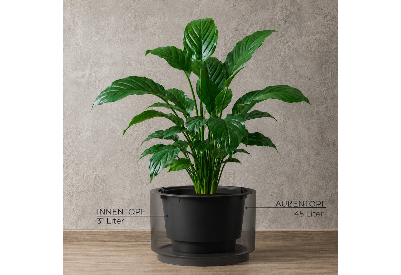 matches21 HOME & HOBBY Blumentopf Großer außen Blumentopf NIVO rund 47 x 30 cm anthrazit (2 St), Moderner Pflanztopf Outdoor Pflanzkübel wetterfest Bild 2