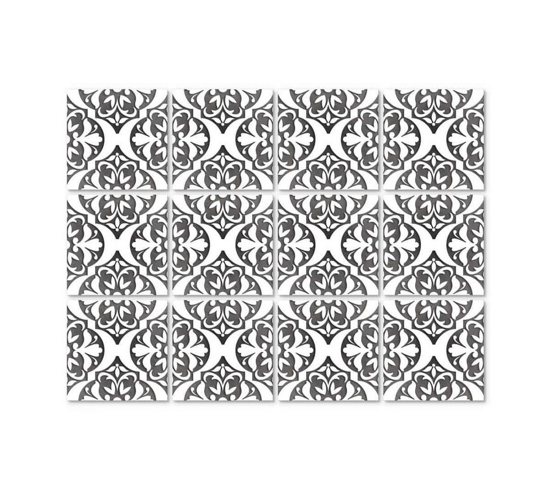 K&L Wall Art Fliesenaufkleber Marokkanische Ornamente, schwarz/weiß, selbstklebend, 12er Set Bild 3