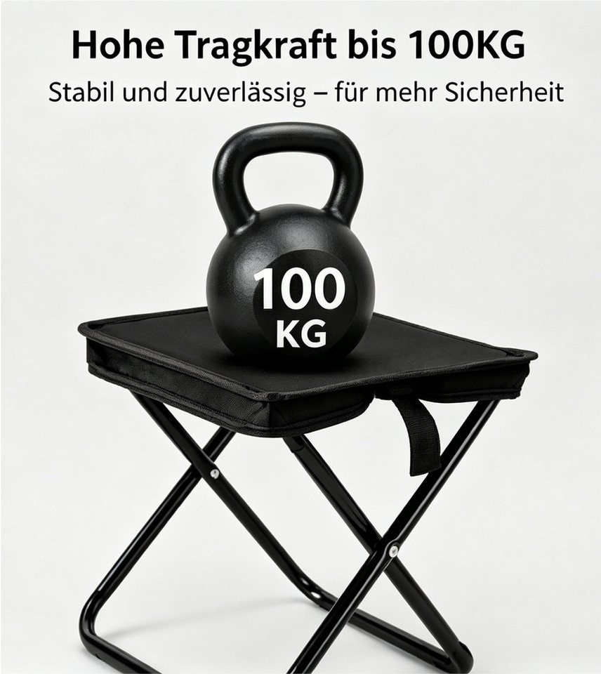 Jumpeak Klappstuhl Klappbarer Hocker, Handtaschen-Design, Tragbar, 100 kg, Outdoor, Gefaltet nur handygroß – ein Finger genügt zum Tragen Bild 2