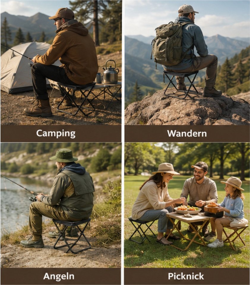 Jumpeak Klappstuhl Klappbarer Hocker, Handtaschen-Design, Tragbar, 100 kg, Outdoor, Gefaltet nur handygroß – ein Finger genügt zum Tragen Bild 3