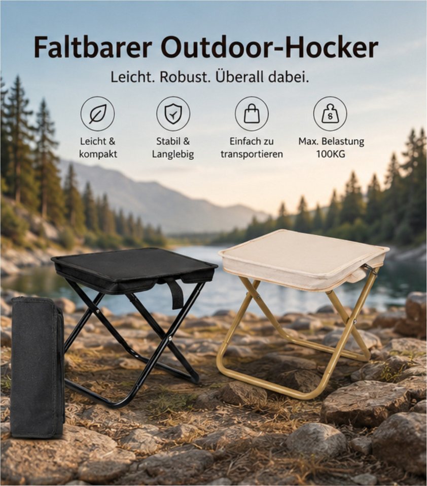 Jumpeak Klappstuhl Klappbarer Hocker, Handtaschen-Design, Tragbar, 100 kg, Outdoor, Gefaltet nur handygroß – ein Finger genügt zum Tragen Bild 5