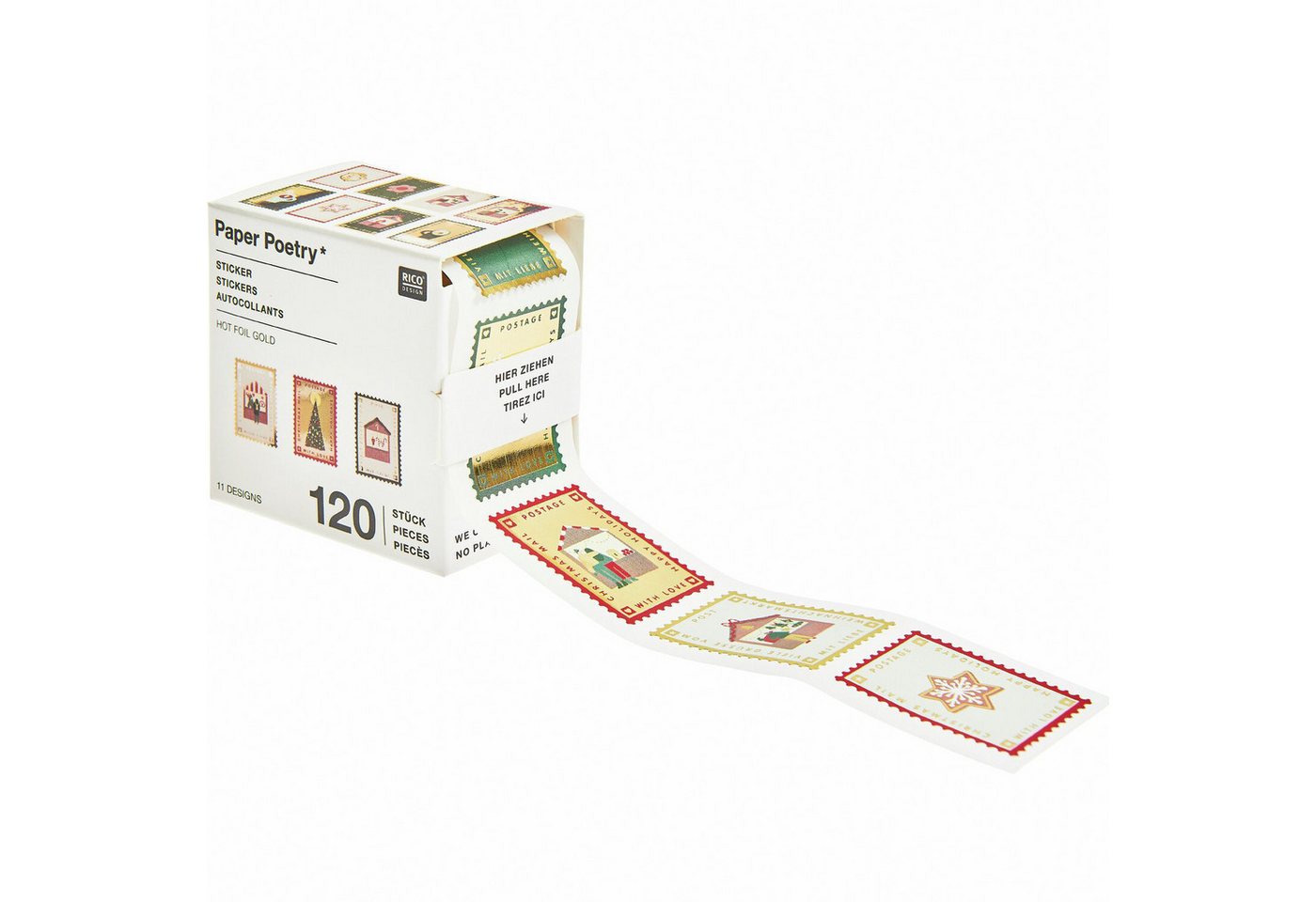 Rico Design Aufkleber Briefmarken Weihnachtspost, 120 Stück