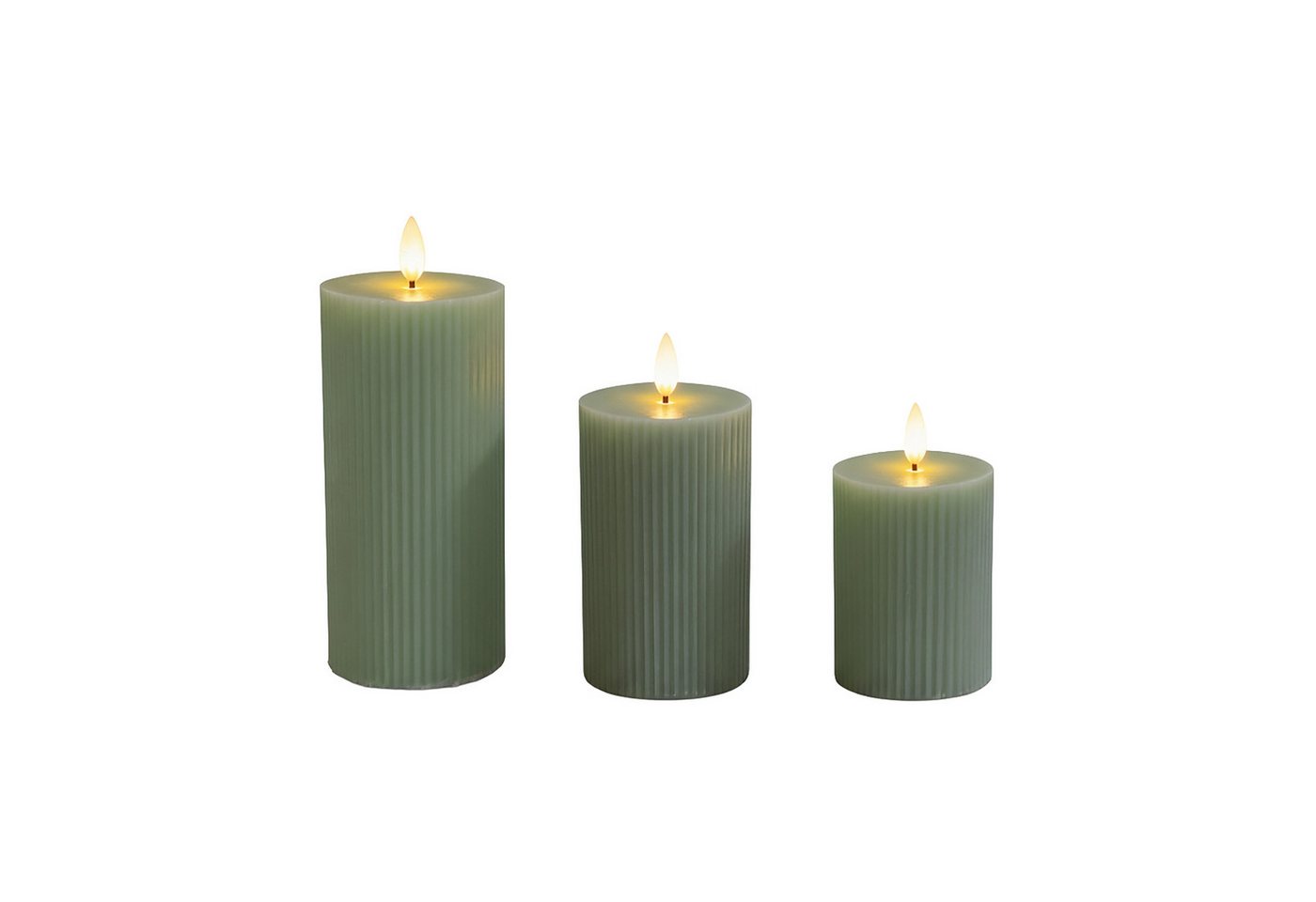relaxdays LED-Kerze 3er Set, Salbei Bild 4