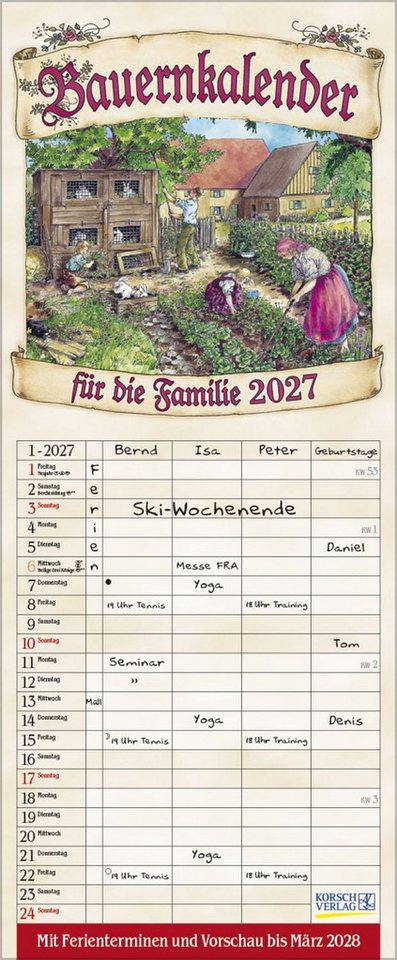 Korsch Verlag Familienkalender Bauernkalender 2027