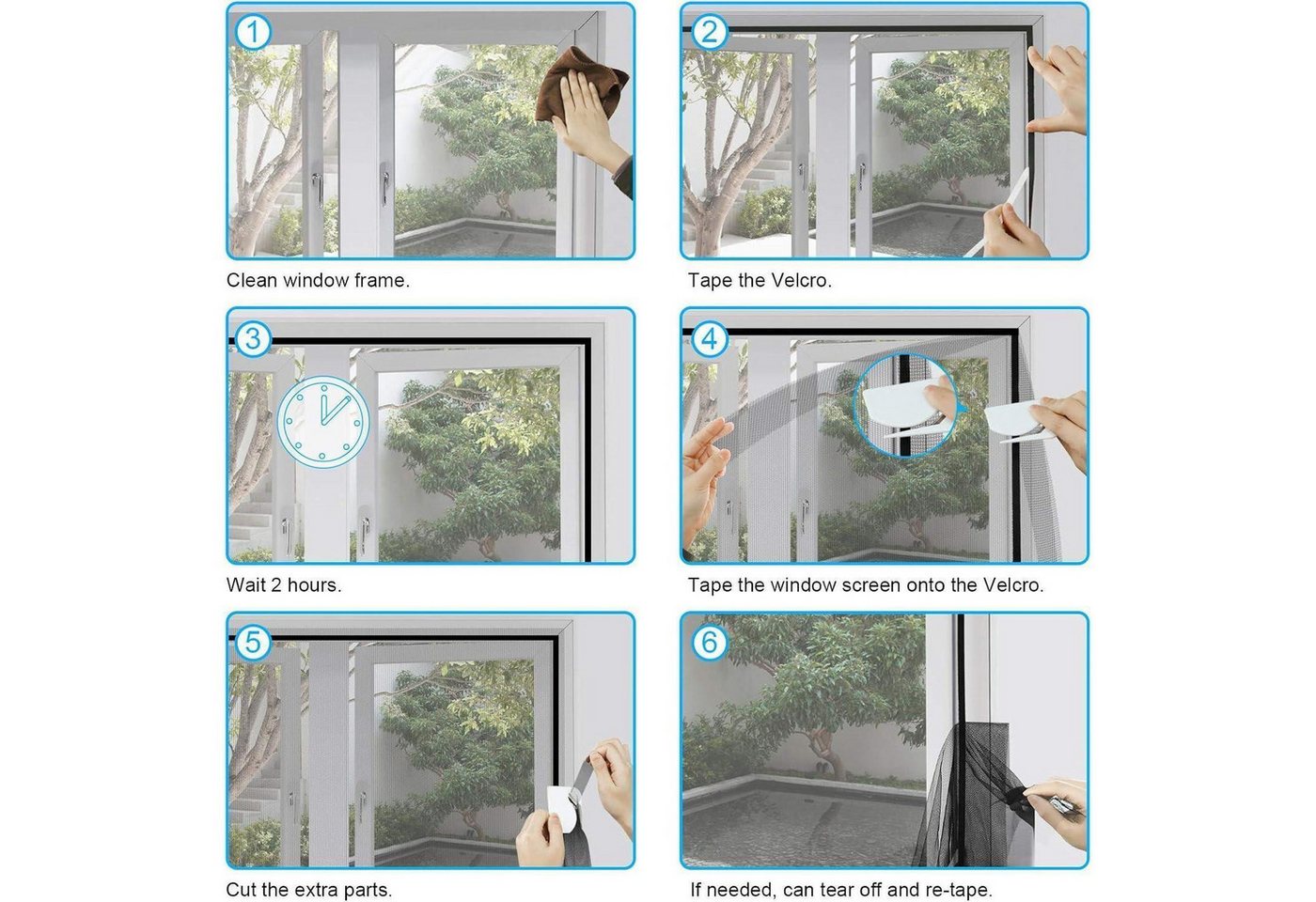 LuxusKollektion Insektenschutz-Fensterrahmen Fliegengitter Fenster Zuschneidbar 250x150cm Schwarz 2 Stück