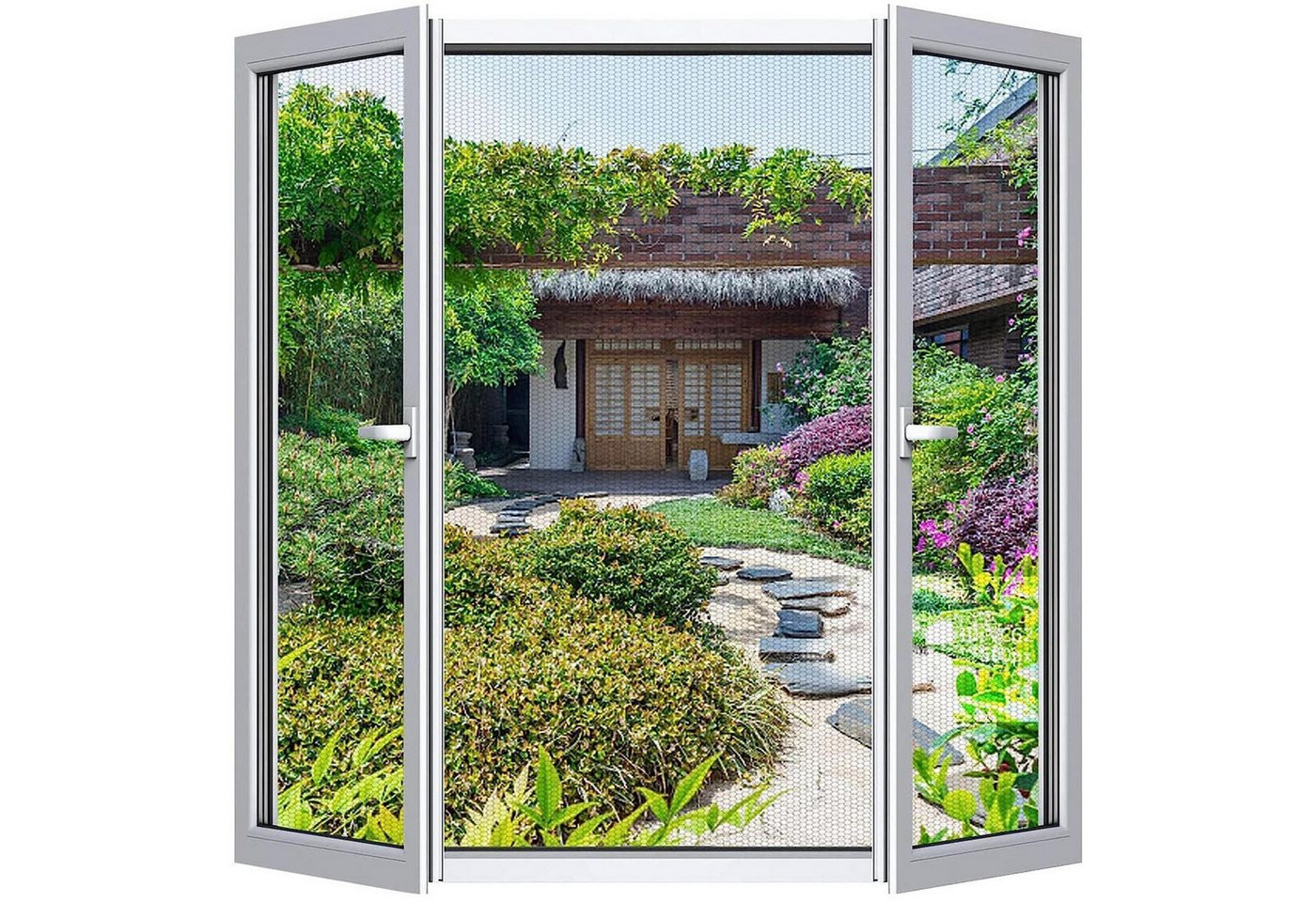 LuxusKollektion Insektenschutz-Fensterrahmen Fliegengitter Fenster Zuschneidbar 250x150cm Schwarz 2 Stück Bild 2