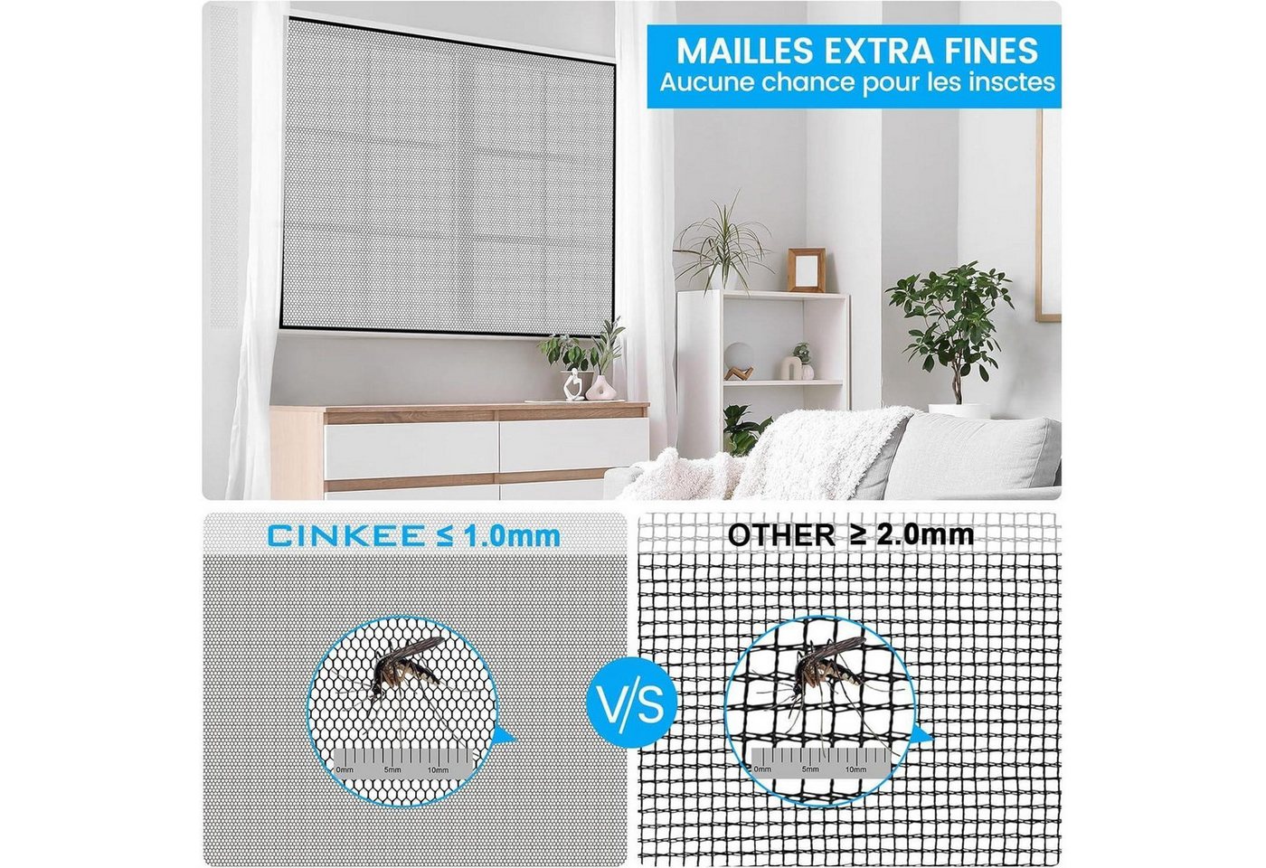 LuxusKollektion Insektenschutz-Fensterrahmen Fliegengitter Fenster Zuschneidbar 250x150cm Schwarz 2 Stück Bild 3