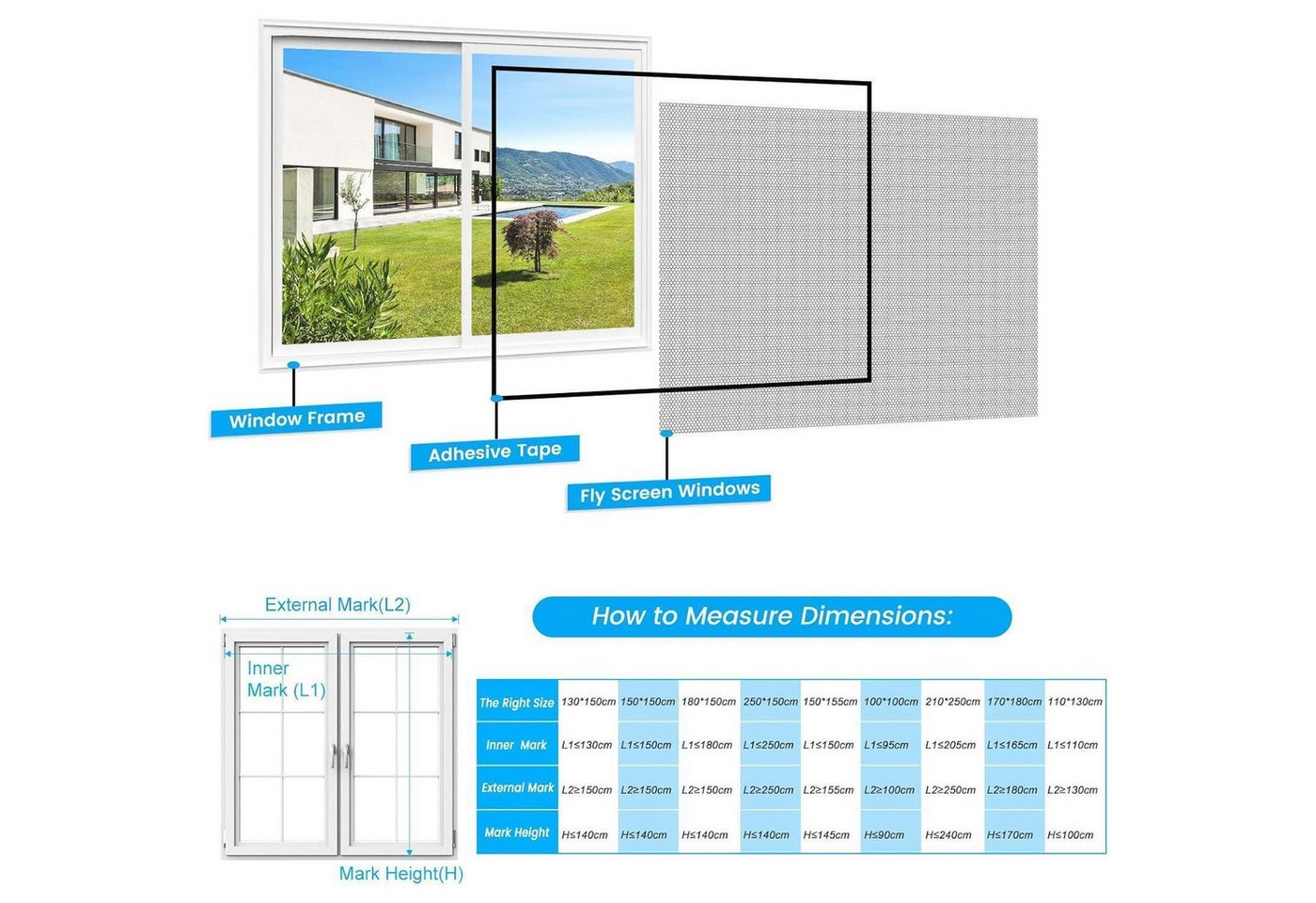 LuxusKollektion Insektenschutz-Fensterrahmen Fliegengitter Fenster Zuschneidbar 250x150cm Schwarz 2 Stück Bild 5