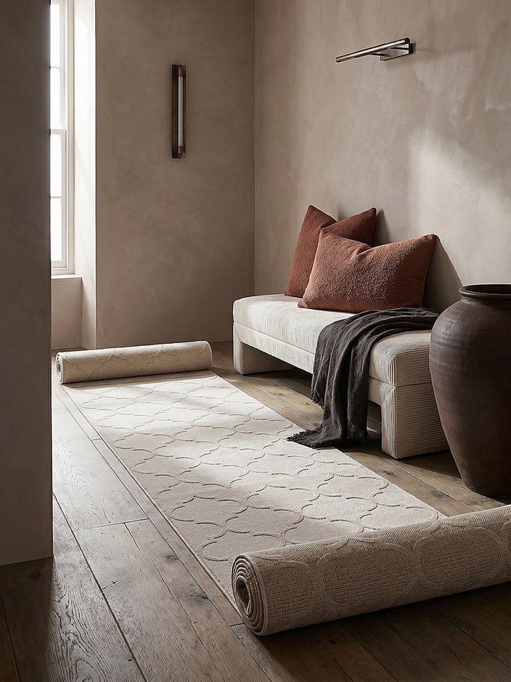 KADIMA DESIGN Teppich ERESMA Teppichläufer Beige 80x150 Orientalisch Polyester Wohnraum, Läufer, Höhe: 13 mm, Saugroboter-geeignet, Strapazierfähig, Farbecht, Pflegeleicht