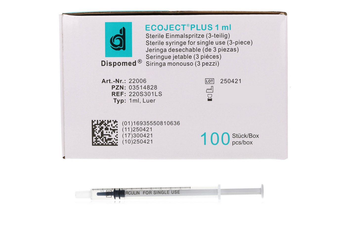 Dispomed Einwegspritze DISPOMED Feindosierspritzen 1ml mit Spardorn 100Stk, (Großpackung, 100-St., sterile Einwegspritzen), für medizinische und nicht-medizinische Verwendung Bild 2