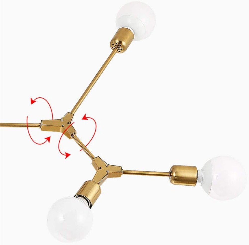 POPOLIC Kronleuchter Moderner 6-flammiger Sputnik-Kronleuchter mit verstellbaren Armen, geeignet für Flure, Restaurants, Küchen und Arbeitszimmer Bild 2