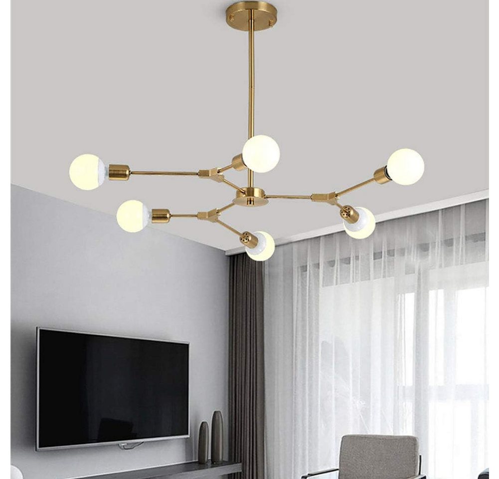 POPOLIC Kronleuchter Moderner 6-flammiger Sputnik-Kronleuchter mit verstellbaren Armen, geeignet für Flure, Restaurants, Küchen und Arbeitszimmer Bild 5