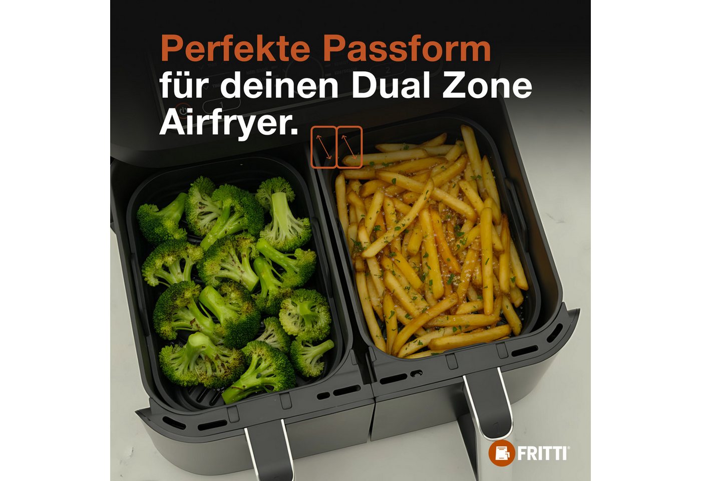 FRITTI Silikonform Silikonform für Heißluftfritteuse – Passend für Ninja Foodi Max, (Set), 2er-Set, BPA-frei, Rillenboden, 3er-Set, BPA-frei, Rechteckform Bild 3