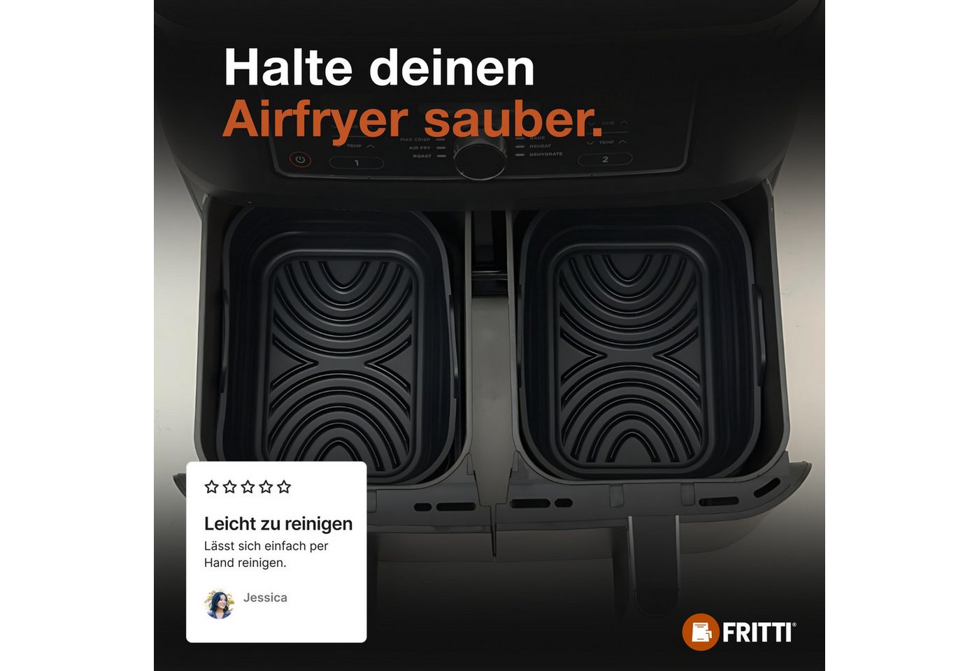 FRITTI Silikonform Silikonform für Heißluftfritteuse – Passend für Ninja Foodi Max, (Set), 2er-Set, BPA-frei, Rillenboden, 3er-Set, BPA-frei, Rechteckform Bild 5