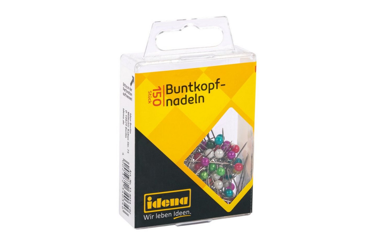 Idena Stecknadeln Idena Buntkopfnadeln mehrfarbig 150 Stück Hängebox Bild 4