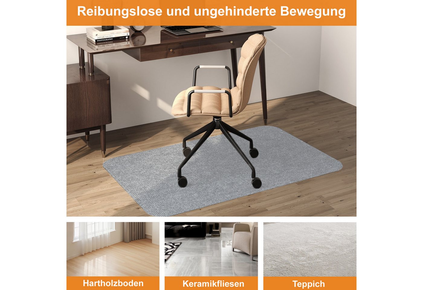 Youyijia Bodenschutzmatte Unterlage Schreibtischstuhl Bürostuhl Teppich Unterlage-Kratzfest Bild 5