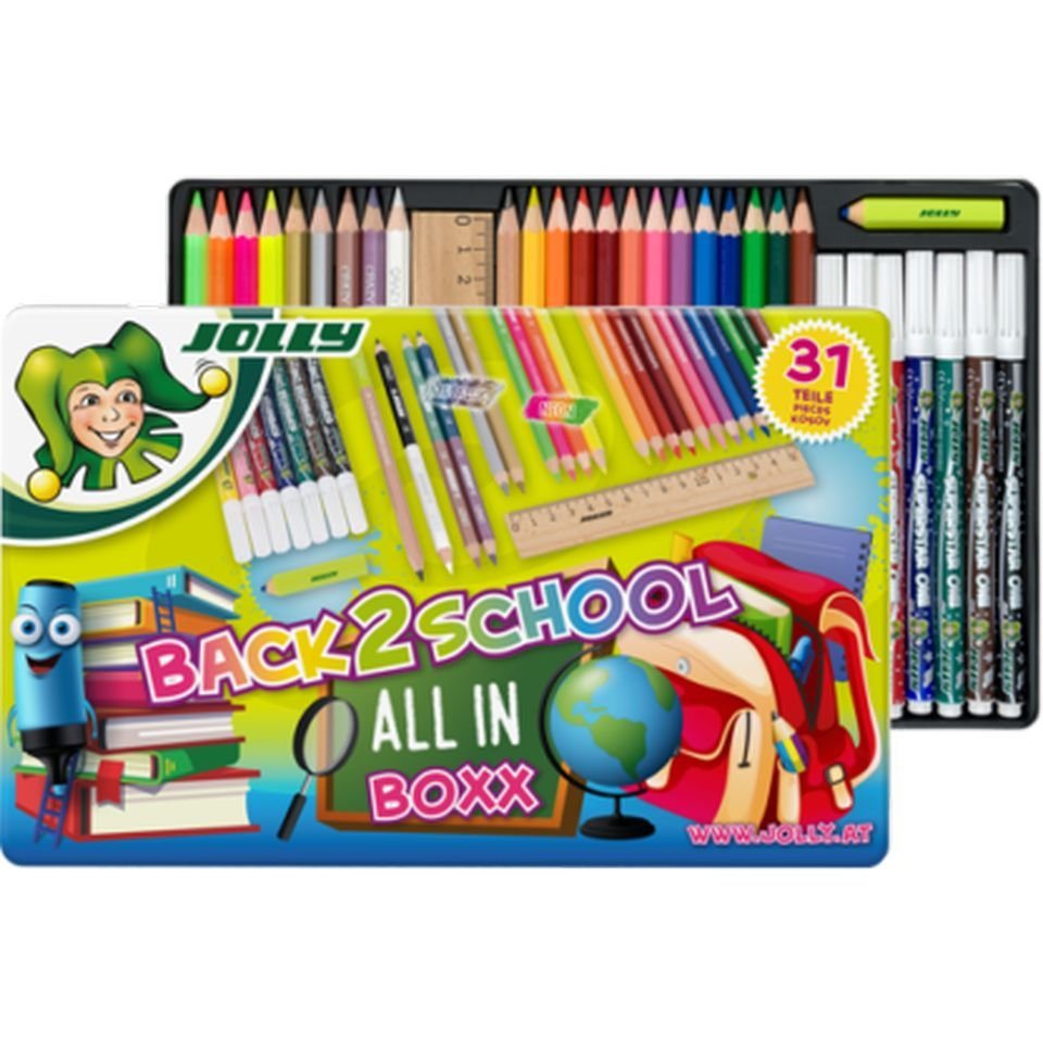 JOLLY Kreativset Back2School-Boxx, (31-tlg), Schulset mit Buntstiften, Bleistift, Lineal und Radierer Bild 2