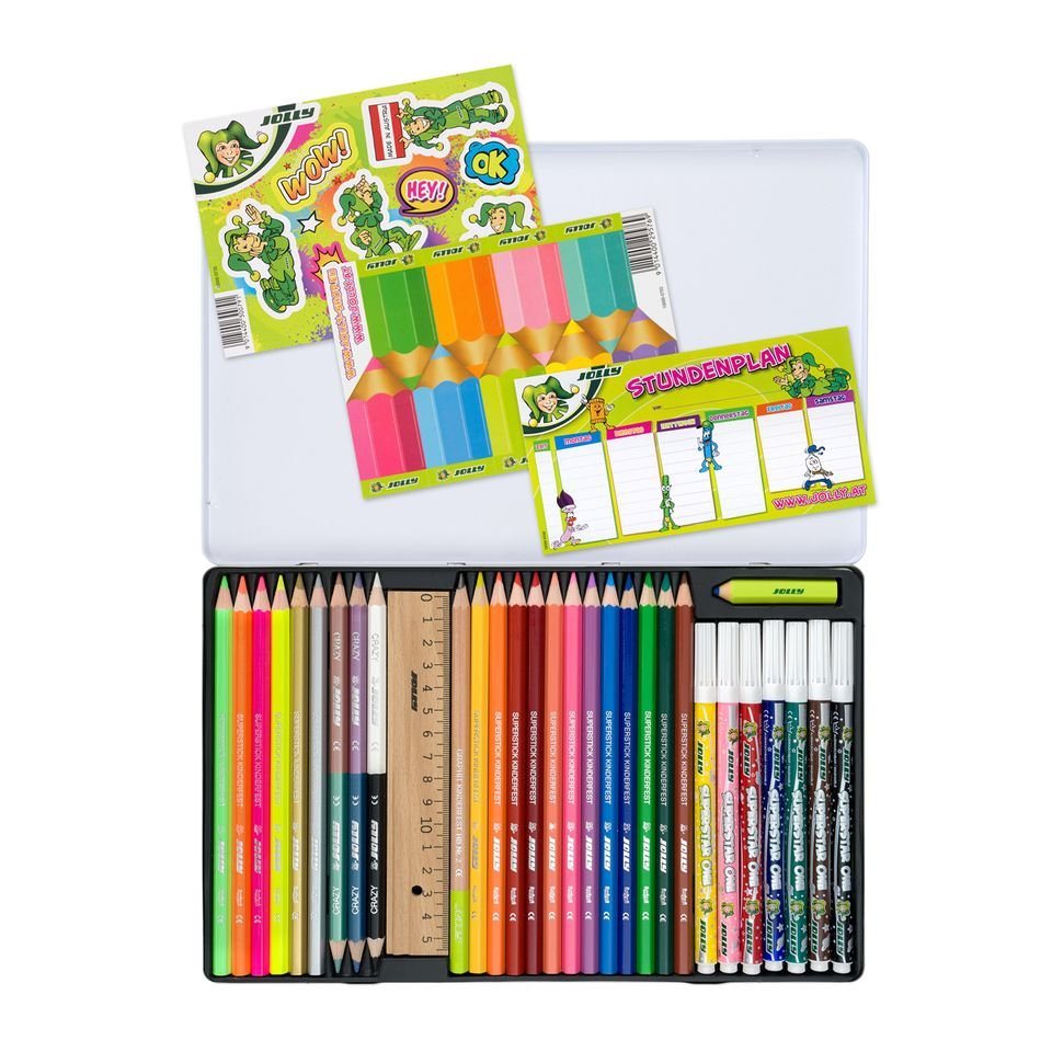 JOLLY Kreativset Back2School-Boxx, (31-tlg), Schulset mit Buntstiften, Bleistift, Lineal und Radierer Bild 3