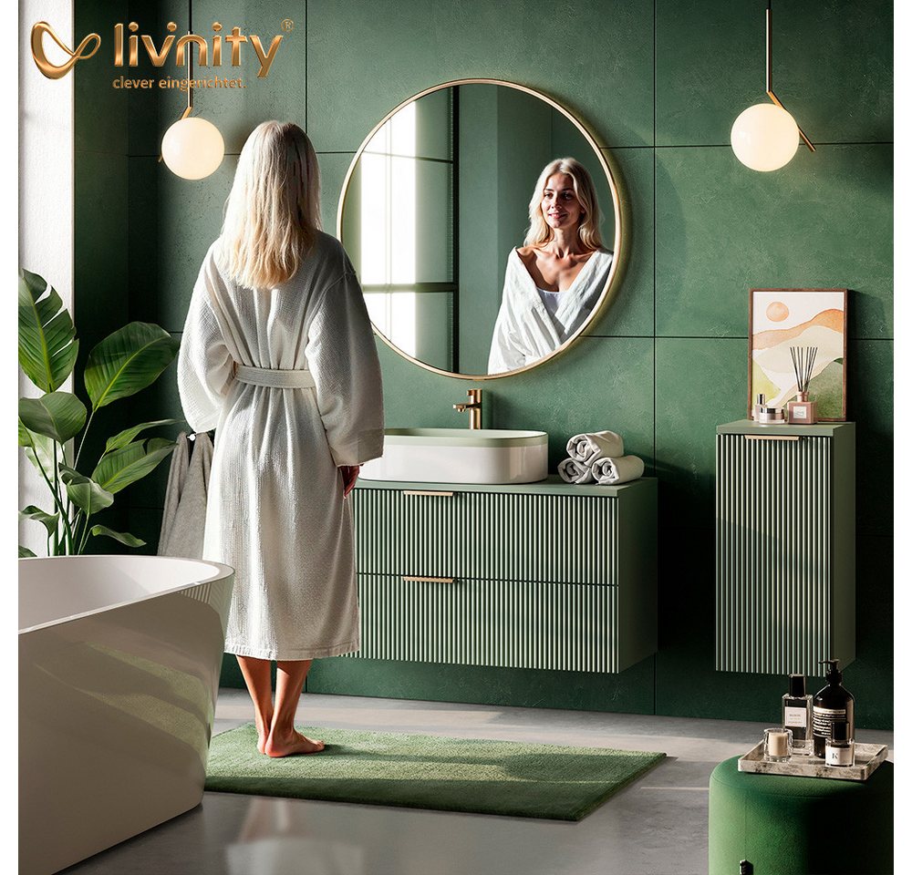 Livinity® Waschmaschinenumbauschrank Ronco, Weiß Hochglanz, 64 x 190.5 cm (1-St)