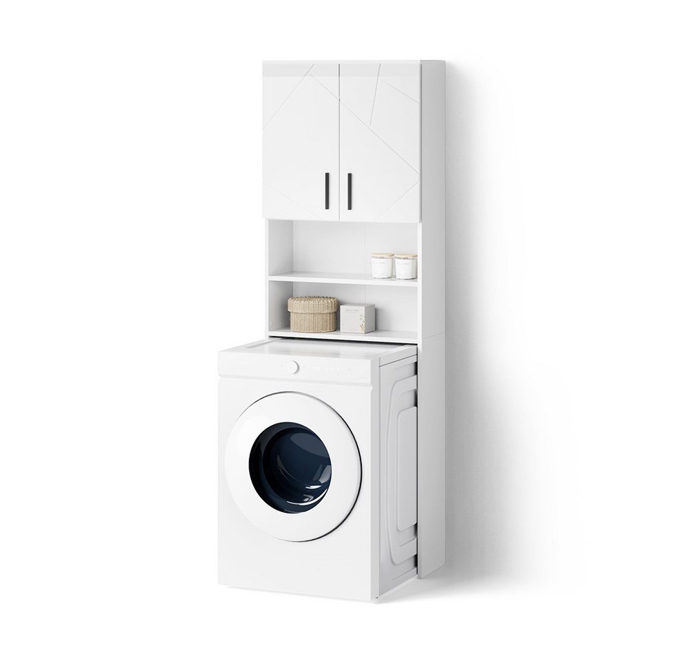 Livinity® Waschmaschinenumbauschrank Ronco, Weiß Hochglanz, 64 x 190.5 cm (1-St) Bild 2